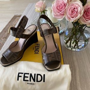 Fendi wedges. Size 35. Worn once. Authentic